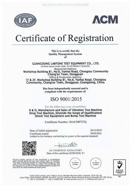 ประเทศจีน Labtone Test Equipment Co., Ltd รับรอง